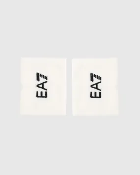 Emporio Armani EA7 Polsini Tennis Pro in Misto Cotone Stretch Bianco Uomo