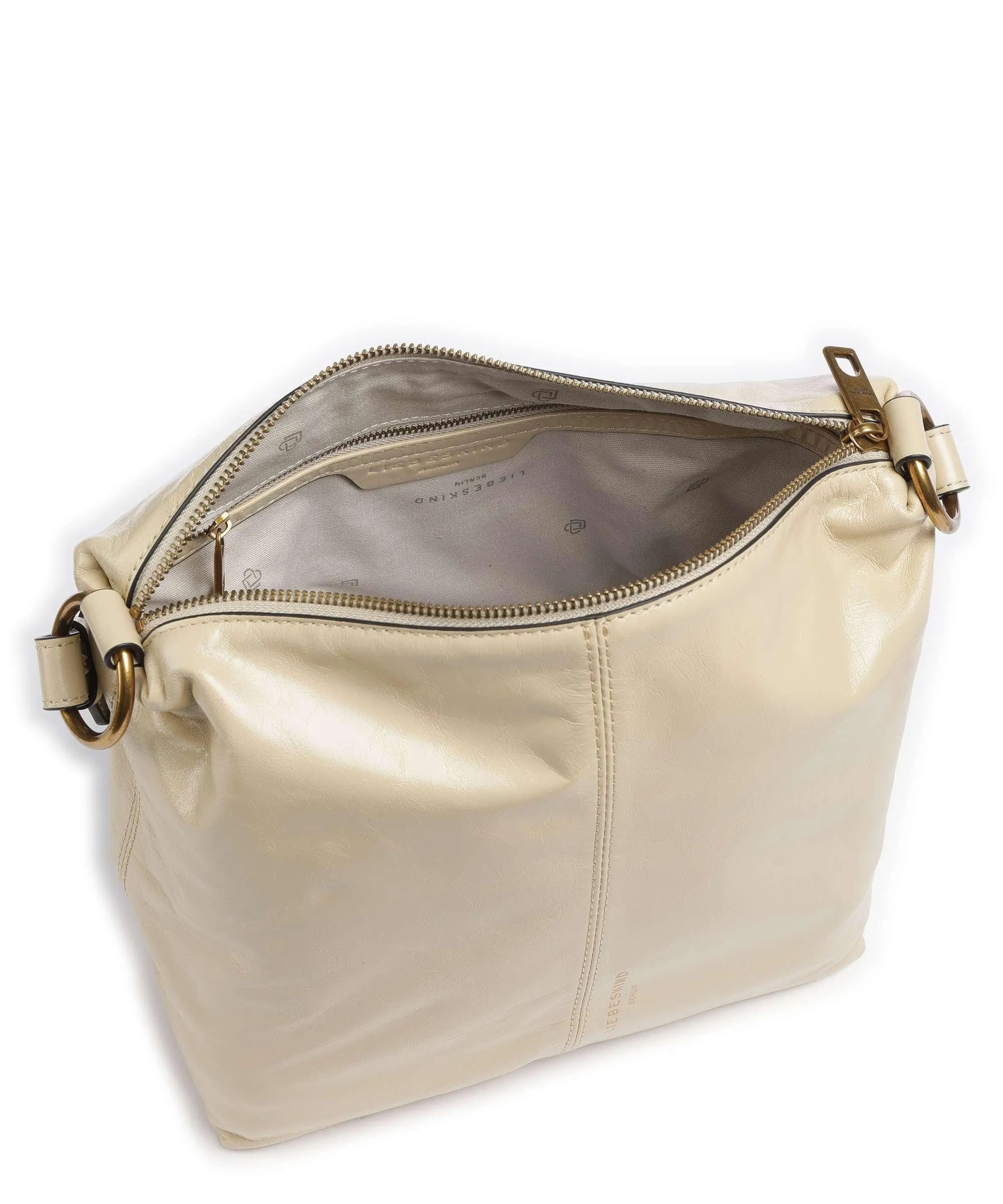  Liebeskind Aissa Paper Touch Crinkle S Borsa hobo pelle di vacchetta finemente grana avorio  