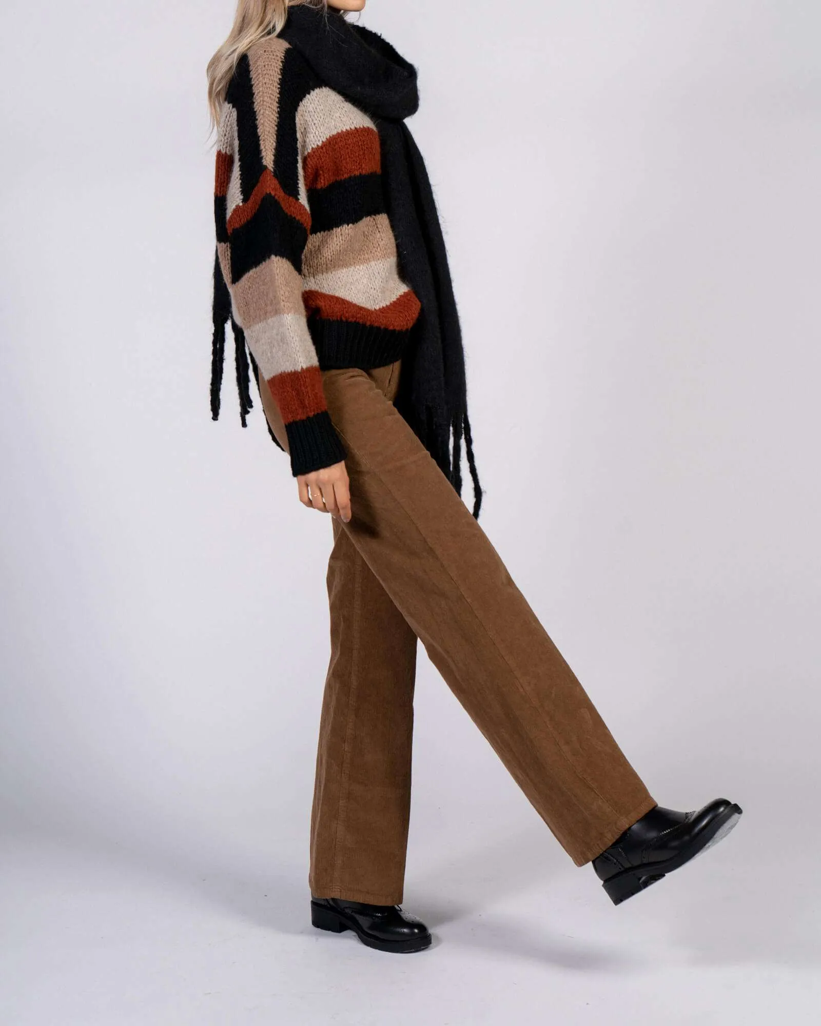 Pantaloni Palazzo a coste - Cammello