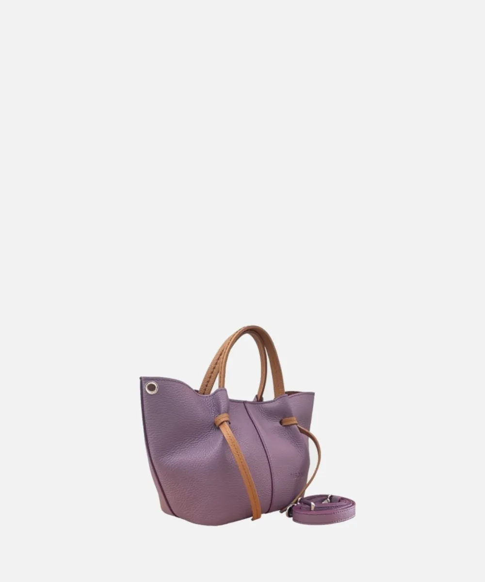 Visona California borsa shopper piccola, pelle viola violetta